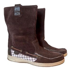 Sperry Top-Sider Womens Sz 7 Sandfisher Brown Suede Plaid boots